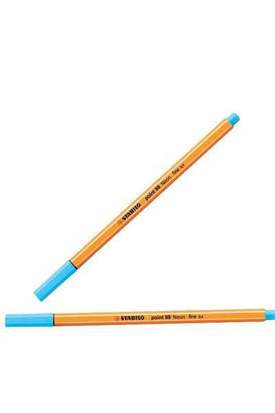 Stabilo Pack of 10 - 0.4 Mm Highlighter Blue Thin Pen, Felt Tip 88 Point