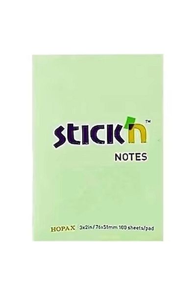 Hopax Pastel Green Stickn Adhesive Note Paper - 100 Yp, 76x51, Pack of 12 HE21147