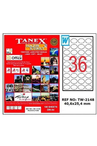 Tanex Laser Cut 100 Yp - 40X25 mm Tw-2148 Laser-Copy-Inkjet Label