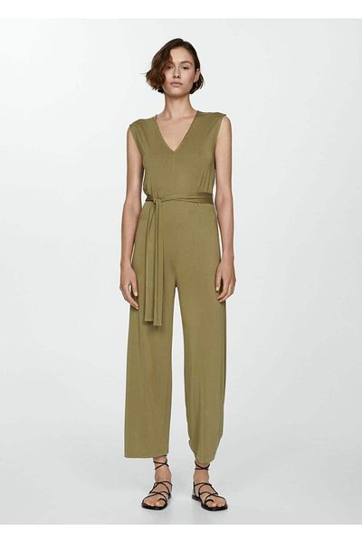 MANGO Woman Long Tie Detailed Jumpsuit