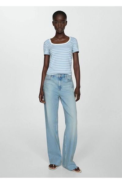 MANGO Woman Koton Striped T-Shirt