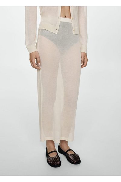MANGO Woman Fustă Tricotaj Semi-Transparentă
