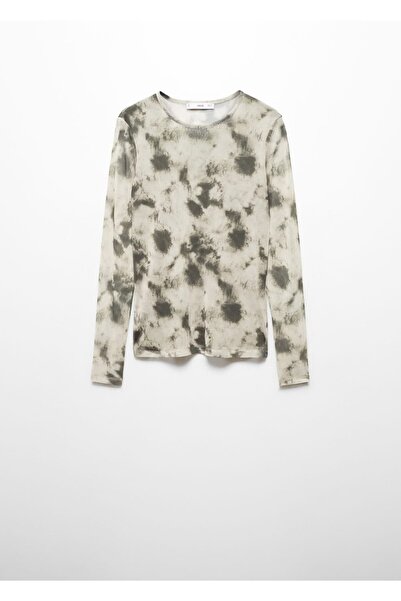 MANGO Woman Mesh Patterned T-Shirt