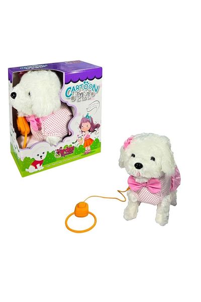 welcomein Nessiworld Pft-b025 - PinK Bow Plush Dog with WalKing Collar -vardem
