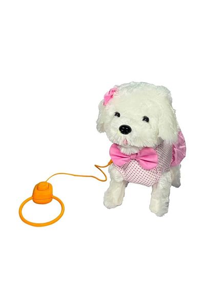 welcomein Nessiworld Pft-b025 - PinK Bow Plush Dog with WalKing Collar -vardem