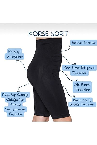 EMBA KORSE Hip Enhancer, Waist Slimming and Hip Firming High Waist Corset Shorts with Cuffs