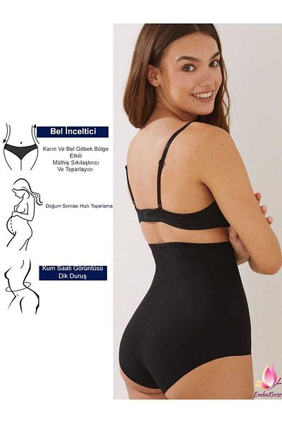 EMBA KORSE Corset cu talie înaltă pentru tonifiere a uterului după naștere, tăiat cu laser, pentru femei
