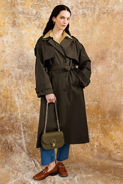 Hooopstore MILENA OVAL LEATHER BAG - KHAKI