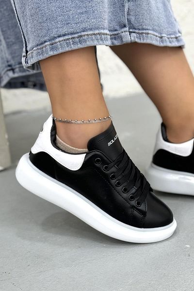 SOLAZER Pantofi de damă alb-negru - pantofi sport casual 032