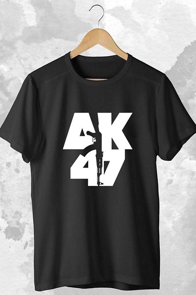 Apparelix Унисекс дизайн, тениска с къс ръкав и щампа AK 47
