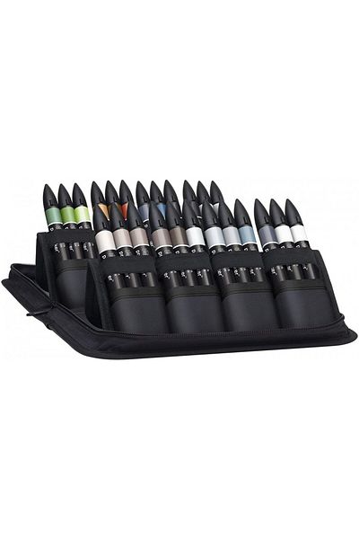 Winsor Newton مجموعة محفظة بروماركر مكونة من 24 قطعة - نغمات معمارية (ألوان فنية)