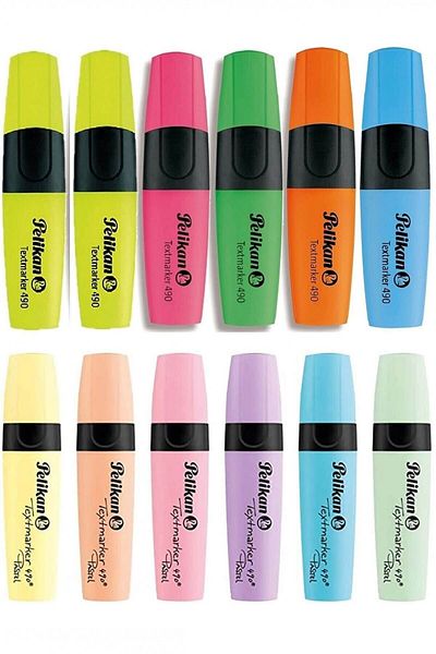 Pelikan 490 Highlighter 12 Pack Neon Pastel Colors