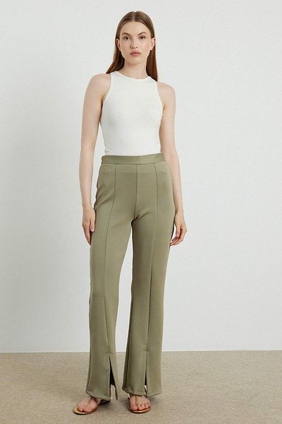 Hooopstore SCUBA PANT WITH FRONT SLIT - ACY GREEN