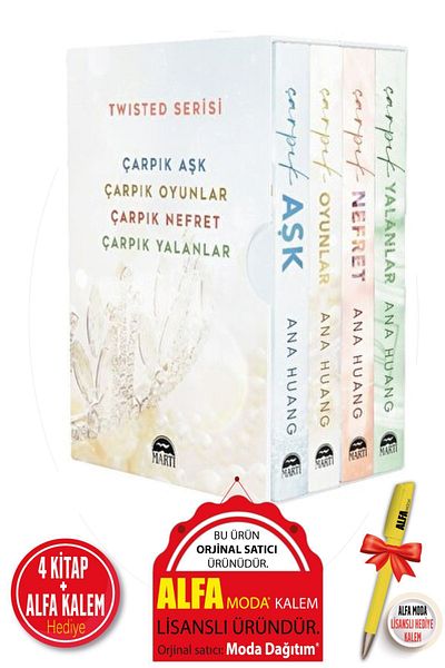 MARTI YAYINCILIK Twisted Series 4 Books Twisted Love + Games + Hate + Lies / Ana Huang + Alpha Fashion Pen