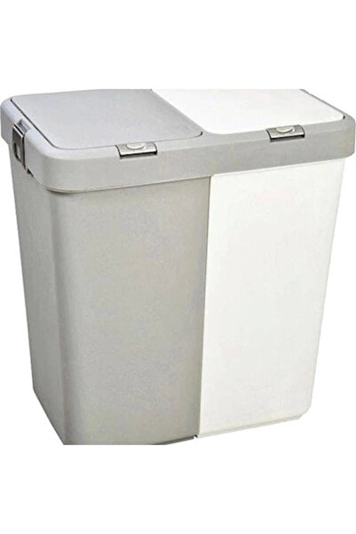 MOTOEC Gri Motek Kirli Çamaşır Sepeti Çift Gözlü ?irli Sepeti Otomatik Kapak