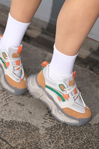 SOLAZER Brown Yellow Women's Sneakers - Casual Sports Shoes 023