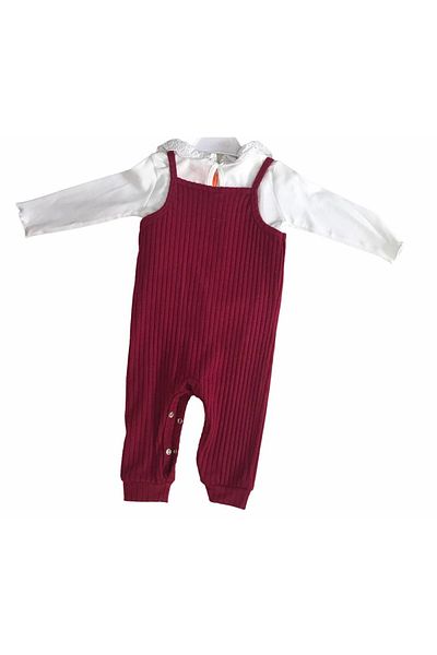 Divonette Salopet Suit Floral Embroidered Claret Red