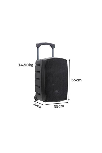 Gold Audio Goldaudio Pa2312-ee Portatif Taşınabilir Ses Sistemi 300watt 2xel Telsiz Mikrofonlu