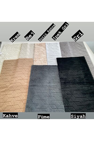 Prizma Comfort Diamond No:1 , Yıkanabilir Tekli Banyo Halısı, Paspası | Krem - (75x110) Cm