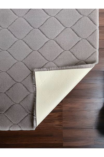 Prizma Comfort Diamond No:2 - Washable Single Bath Rug and Mat |   Gray - (75X110) cm