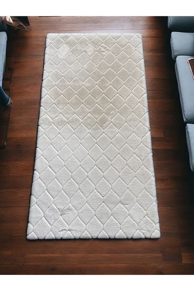 Prizma Comfort Diamond No:2 - Washable 2-Piece Bathroom Set, Cream |   (60X100) (50X60) cm