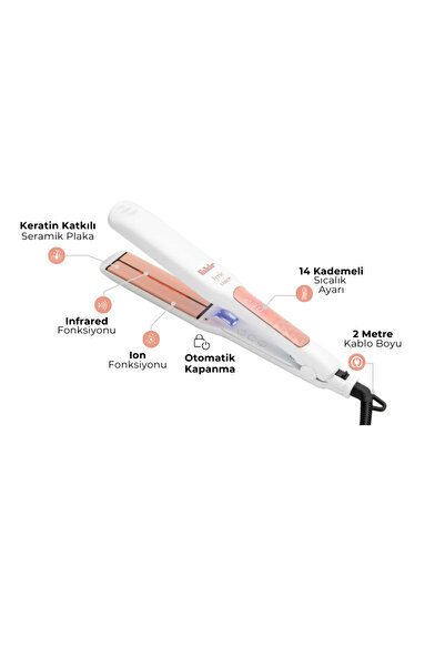 Fakir Lyric Voice Infrared ve Ion Özellikli Saç Düzleştirici Beyaz