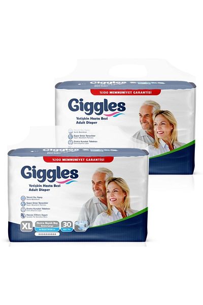 giggles Adult Waist Banded Patient Diapers Extralarge 60 Pieces