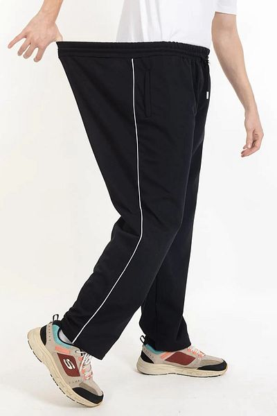 SuFd E Ticaret Cotton Large Size Sweatpants Regular Cut Pockets Zippered Black and White