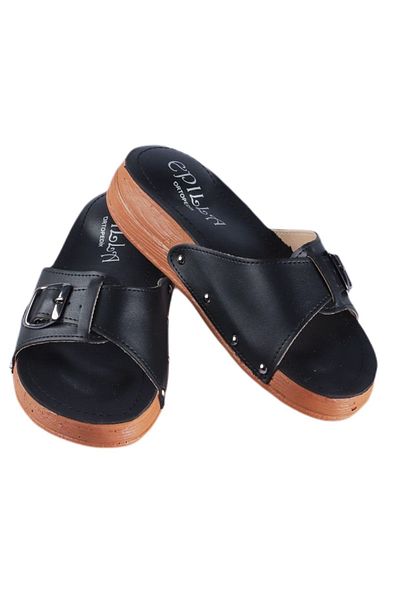 Epilla Women's Black Full Orthopedic Daily Epin Heel Spur Slippers