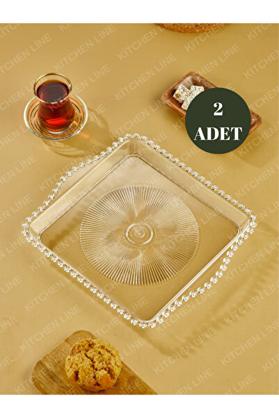 Kitchen Line Boncuklu Mika Sunum Tepsisi Dikdörtgen Kahve Sunum Tepsisi Boncu...