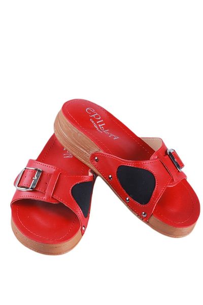 Epilla Women's Red Full Orthopedic Daily Epin Heel Spur Slippers