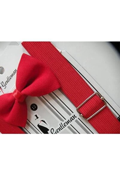 ALM Σετ κόκκινες ζαρτιέρες παντελονιών και παπιγιόν 1-6 ετών