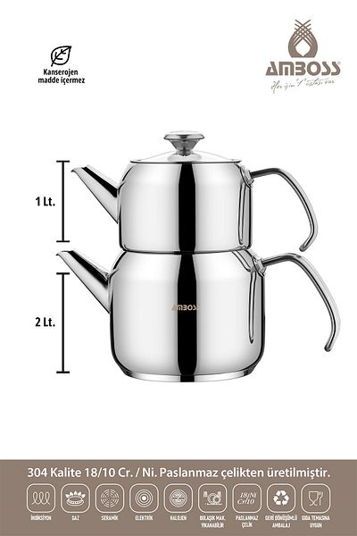 Amboss Cool Stainless Steel Medium Size Steel Teapot Suitable for All Stoves
