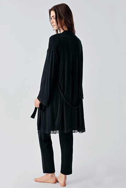 Artış Lycra Viscous Maternity Pajamas and Dressing Gown Set - Long Sleeve