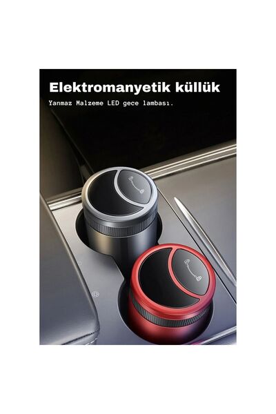 SZ MASTER Araç içi sensörlü ışıklı küllük otomatik açılır içi metal araba ev ...