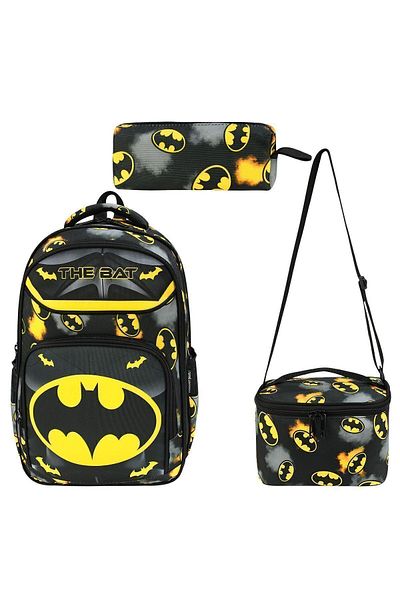 Alanç Gift Rucsac ortopedic negru pentru băiat - model liliac, nutriție și suport pentru stilou