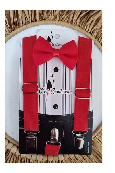 NEKİBUKİ Red Strap Bow Tie Set 1-6 Years