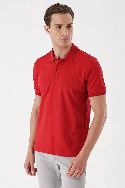 Morven Red Basic Plain 100% Cotton Comfortable Cut Short Sleeve GIFT BOXed Polo Collar Men's T-shirt