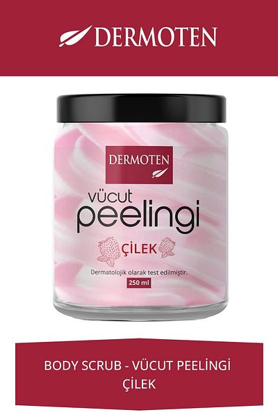 Dermoten Body Scrub Strawberry Extract Nourishing Purifying Moisturizing Body Scrub 250 ml