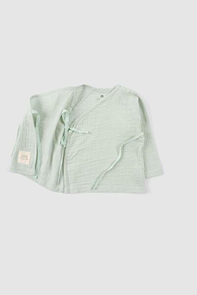 Little Gusto Organic Cotton Muslin Double Breasted Baby Set Green