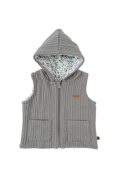 Little Gusto Hooded Double Sided Quilted Vest Kids Gray