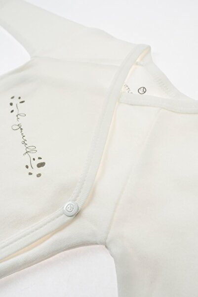 Little Gusto Long Sleeve Double Breasted Bodysuit Newborn White Organic Cotton