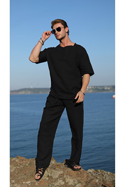 Pubblica Black Men's Set - Fringed Bottom and Top Set