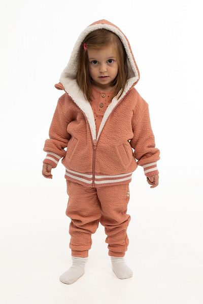 Little Gusto Hooded Wrap Quilted Jacket Baby Pink