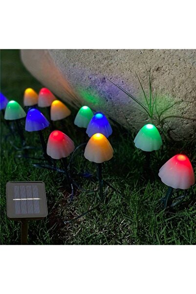 4.5 Metre 12 LED'li Solar Mushroom Lights Güneş Enerjili Mantar Bahçe Aydınlatması