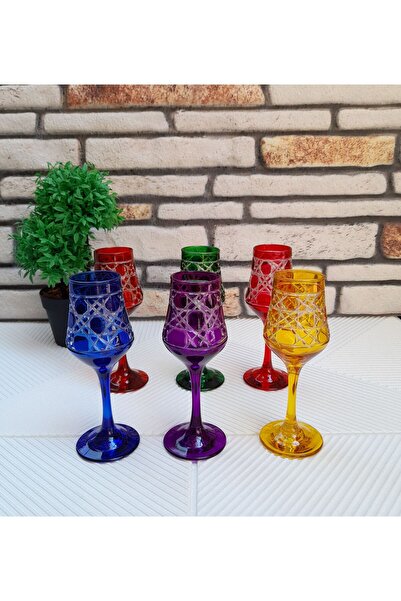 umut züccaciye كوب ماء بقاعدة ملونة من جانب القهوة مكون من 6 قطع