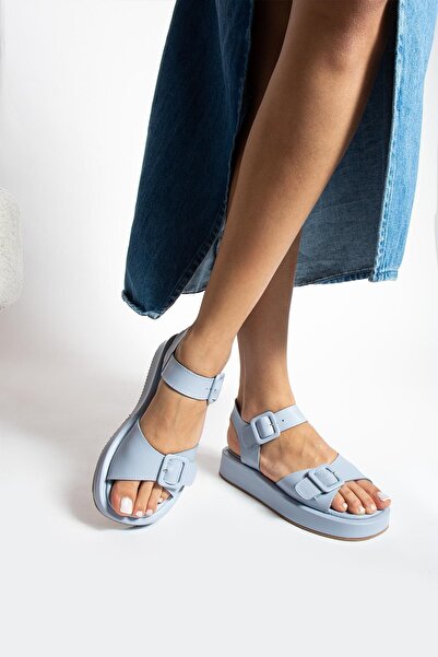 FOLLİNİ Γυναικεία σανδάλια μπλε από γνήσιο δέρμα