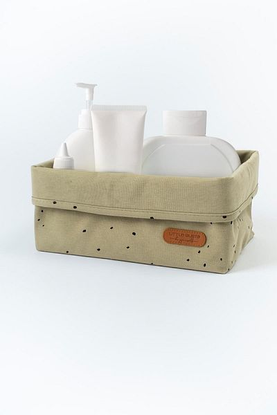 Little Gusto Organizer Basket Baby Cosmos Khaki Organic Cotton 25x16 cm
