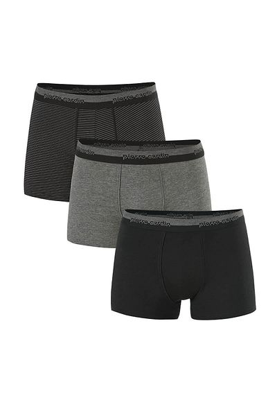 Pierre Cardin Bărbați negru gri bumbac elastan la cutie 3 piese