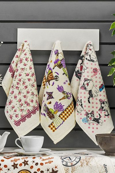 Casnack Σετ πετσετών κουζίνας Nora 5 τεμαχίων εμπριμέ 30x50